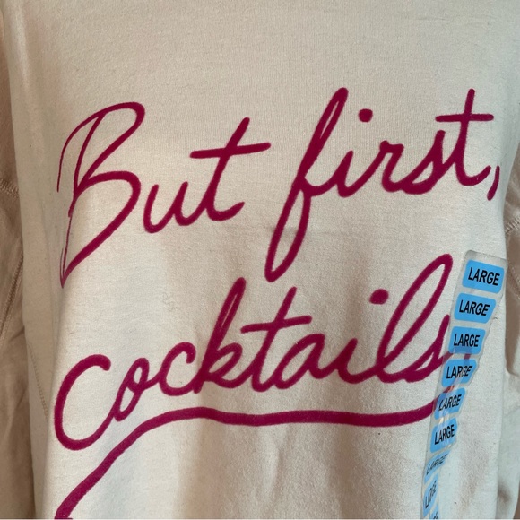 Wildfox Women’s Pink Cocktails Terry Pullover Crewneck Sweatshirt NWOT Large - Picture 5 of 11